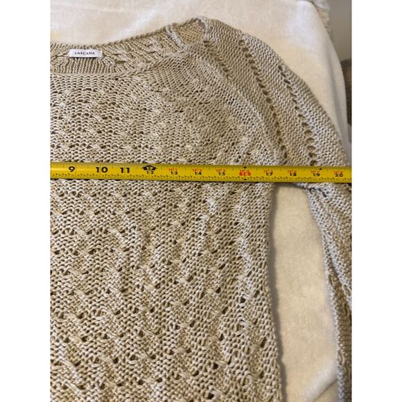 Lascana US 4/6 Beige Open Knit Sweater Boho Lightweight Crochet Pullover - Picture 8 of 8